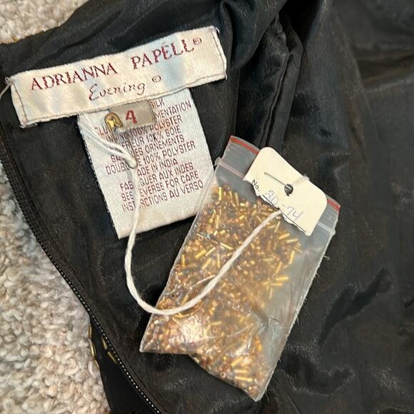 NEW Adrianna SILK Papell Evening Cocktail Black Gold Sequin Dress 4 Black Tie - Picture 12 of 16